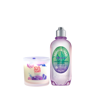 Combo Banho Premium: Vela Bem-Estar e Sabonete Líquido Capim-Alfazema